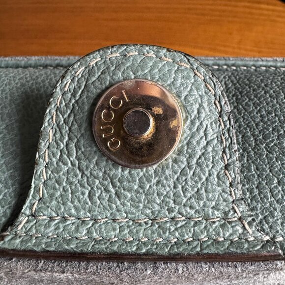 Vintage Gucci 2-Way Top Handle Crossbody Bag in Light Teal Suede - Picture 7 of 16